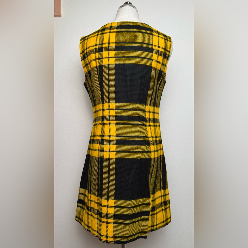 Vintage 1972 Lemon Frog Sears Jumper Black Gold Yellow Plaid Dress Junior 14 - Picture 7 of 13